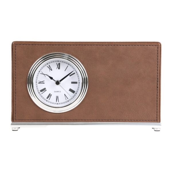 7 1/2" x 4 1/2" Laserable Leatherette Horizontal Desk Clock