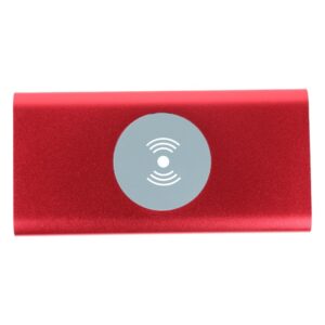 Red 8000MAH Power Bank & Wireless Anodized Aluminum Charger