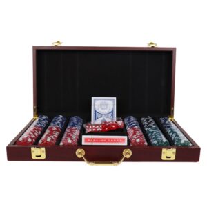 Rosewood Finish 300 Chip Poker Set