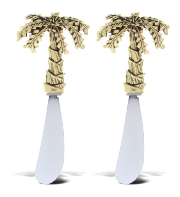 Set Of 2 – Palm Tree – Gold Cheese Spreader