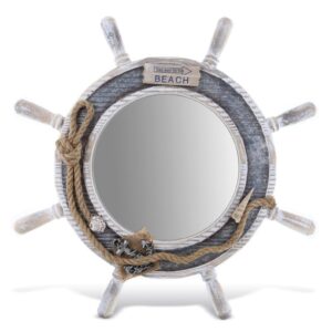 Silver Sea Ship Wheel Mirror – Nautical