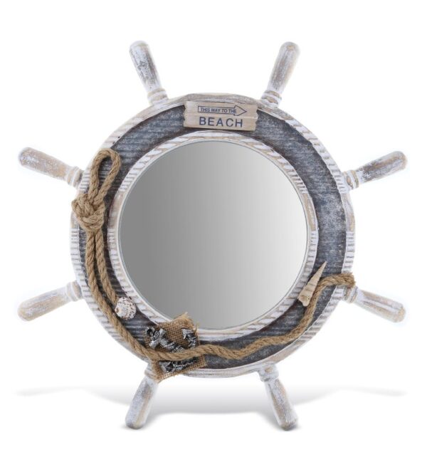 Silver Sea Ship Wheel Mirror – Nautical