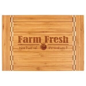 15" x 10 1/4" Bamboo Cutting Board with Butcher Block Inlay