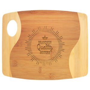 11" x 9" x 5/16" Bamboo Two Tone Cutting Board with Handle