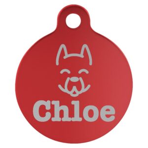 1" Laserable Anodized Aluminum Round Pet Tag with Tab