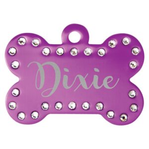 1 1/2" x 1" Laserable Anodized Aluminum Swarovski Bling Bone with Tab