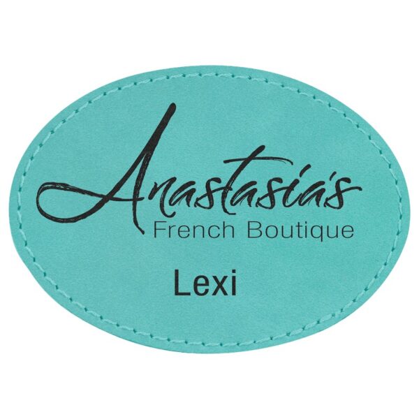 3 1/2" x 2 1/2" Oval Laserable Leatherette Patch with Adhesive