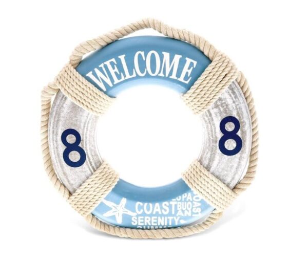 Aqua Sky Life Ring Welcome Sign – Nautical Decor